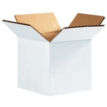 3'' - 8'' - 075-0108138 - 4'' x 4'' x 4'' White Corrugated Boxes