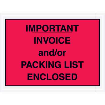 ''Packing List/Invoice Enclosed'' Envelopes - 215-0116157 - 4 1/2