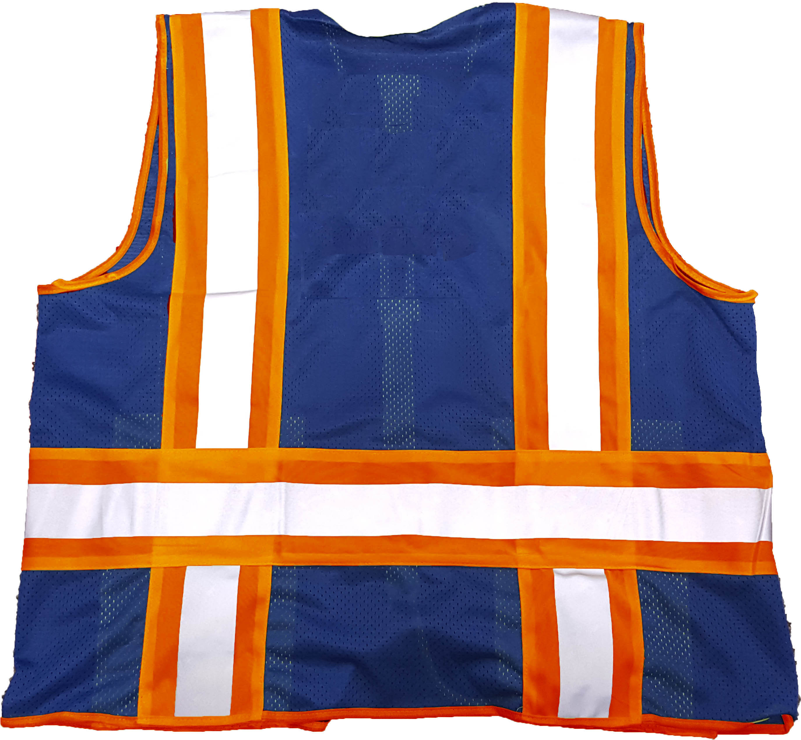 Safety Vests - 350-0120368 - Royal Blue Mesh Safety Vest with Orange/Silver Lam
