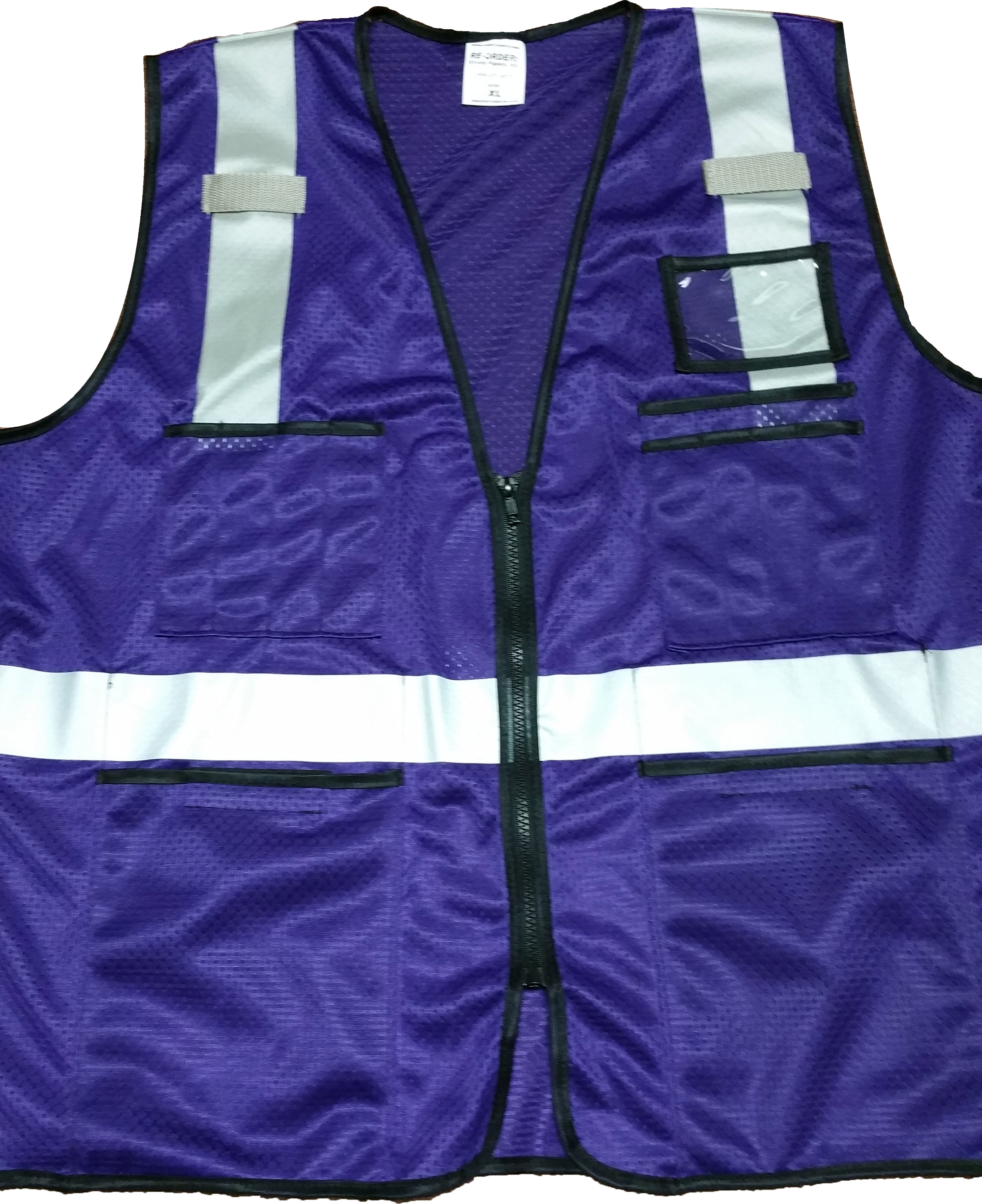 Safety Vests - 350-0110007 - Royal Purple Mesh Safety Vest with Silver Hi-Gloss