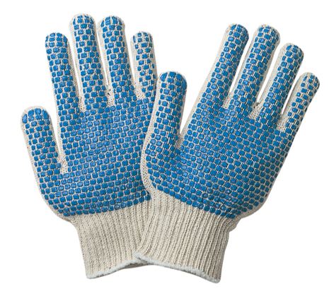 PVC Dot Knit - 264-0114016 - PVC Blue Dot Knit Gloves - Large