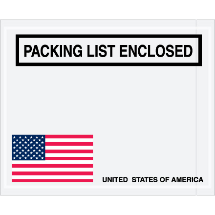 U.S.A. Envelopes - 215-0116181 - 4 1/2'' x 5 1/2'' U.S.A. Flag ''Packing List Enclo