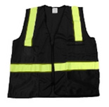 Safety Vests - 350-0110458 - Black Mesh Safety Vest with Lime Hi-Gloss Striping